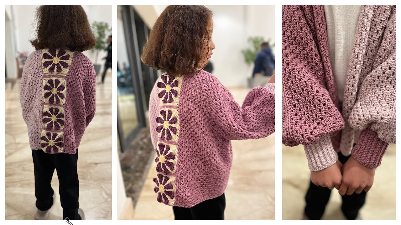 اسهل جاكيت كروشيه للشتا (جاكيت سداسي جيراني )crochet Granny cardigan 