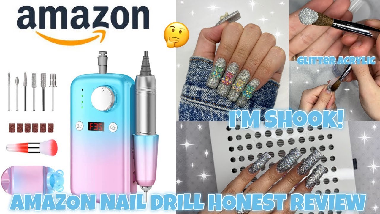 AMAZON RECHARGEABLE NAIL DRILL REVIEW | REVIEW, UNBOXING, & NAILS | MAKARTT ACRYLIC NAIL SET