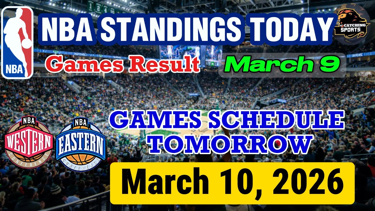 NBA STANDINGS TODAY as of MARCH 9 | GAMES RESULT | GAMES SCHEDULE MARCH 10, 2026