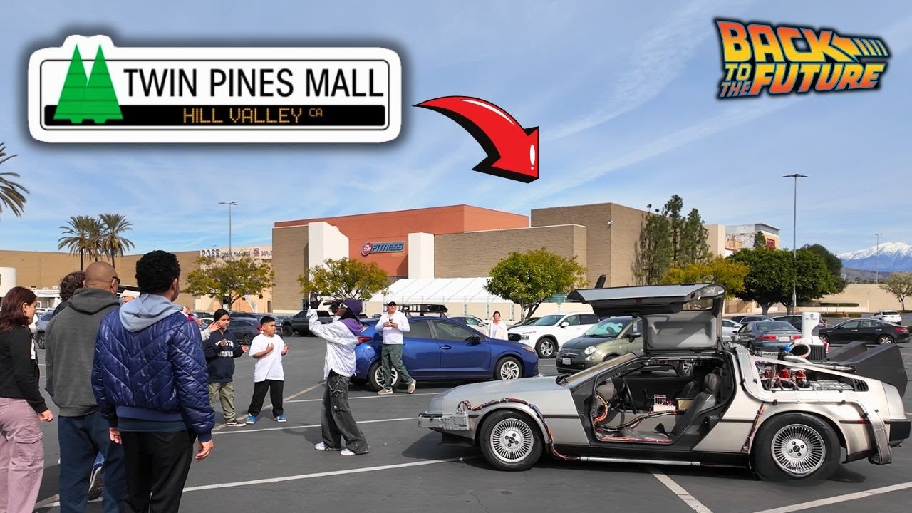 Surprising Back to the Future fans at Twin Pines Mall with a DeLorean