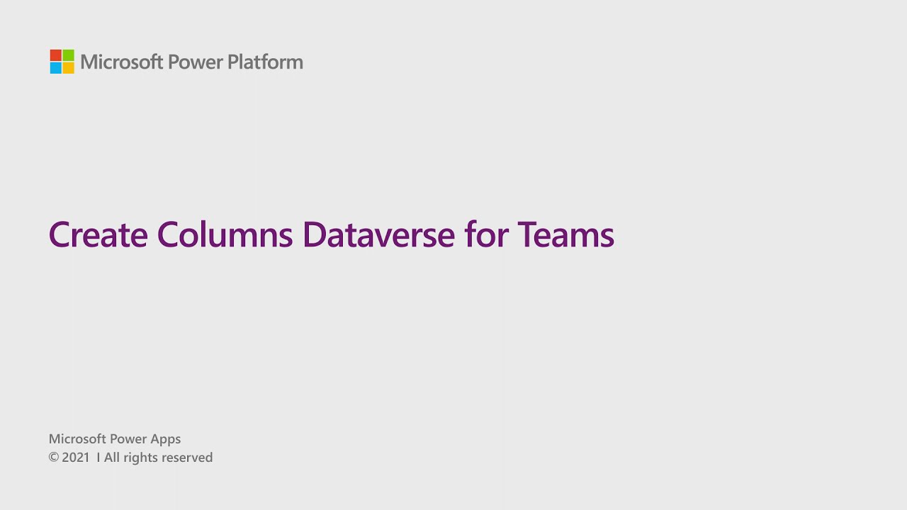 Create Columns Dataverse for Teams