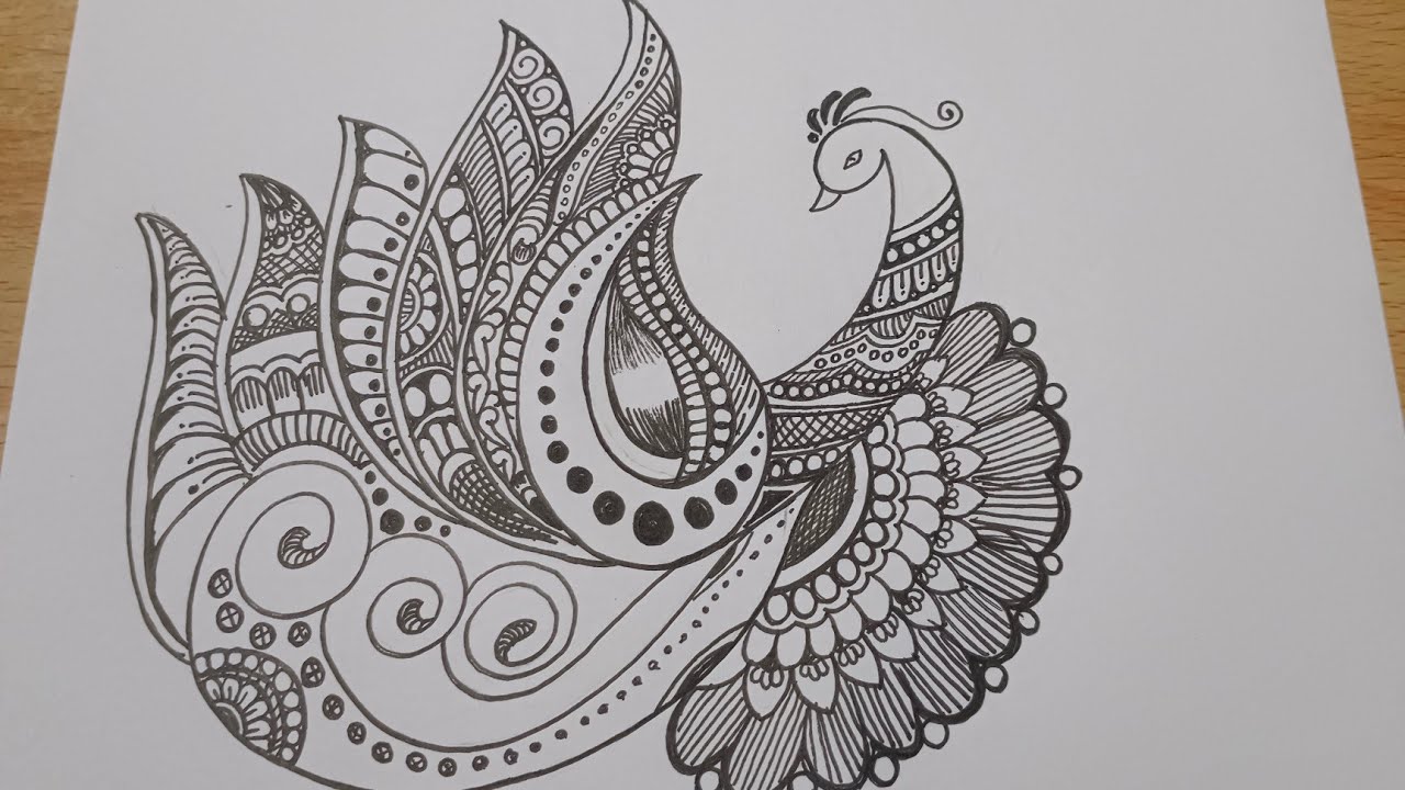 How to draw a beautiful peacock 🦚... Mandala art.... simple and easy 😍...#drawing#trending #mandala