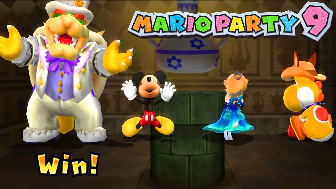 Mario Party 9 Step It Up - Bowser Vs Mickey Mouse Vs Rosalina Vs Yoshi #MarioGame(Master Difficulty)