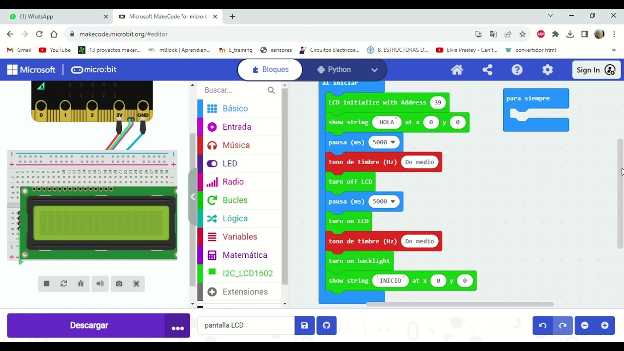 Microbit con LCD 1602