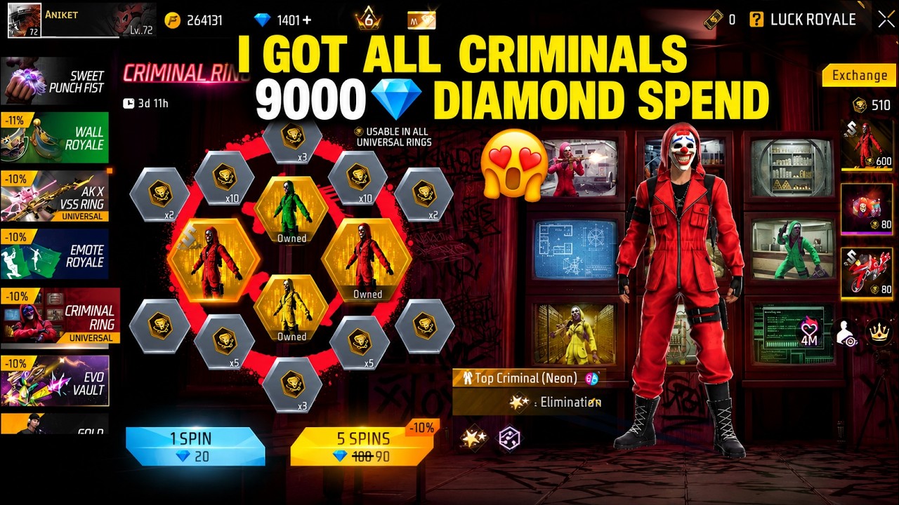 Criminal Ring - One Spin Trick🔥| Criminal Bundle Return Event | Free Fire New Event| Today New Event