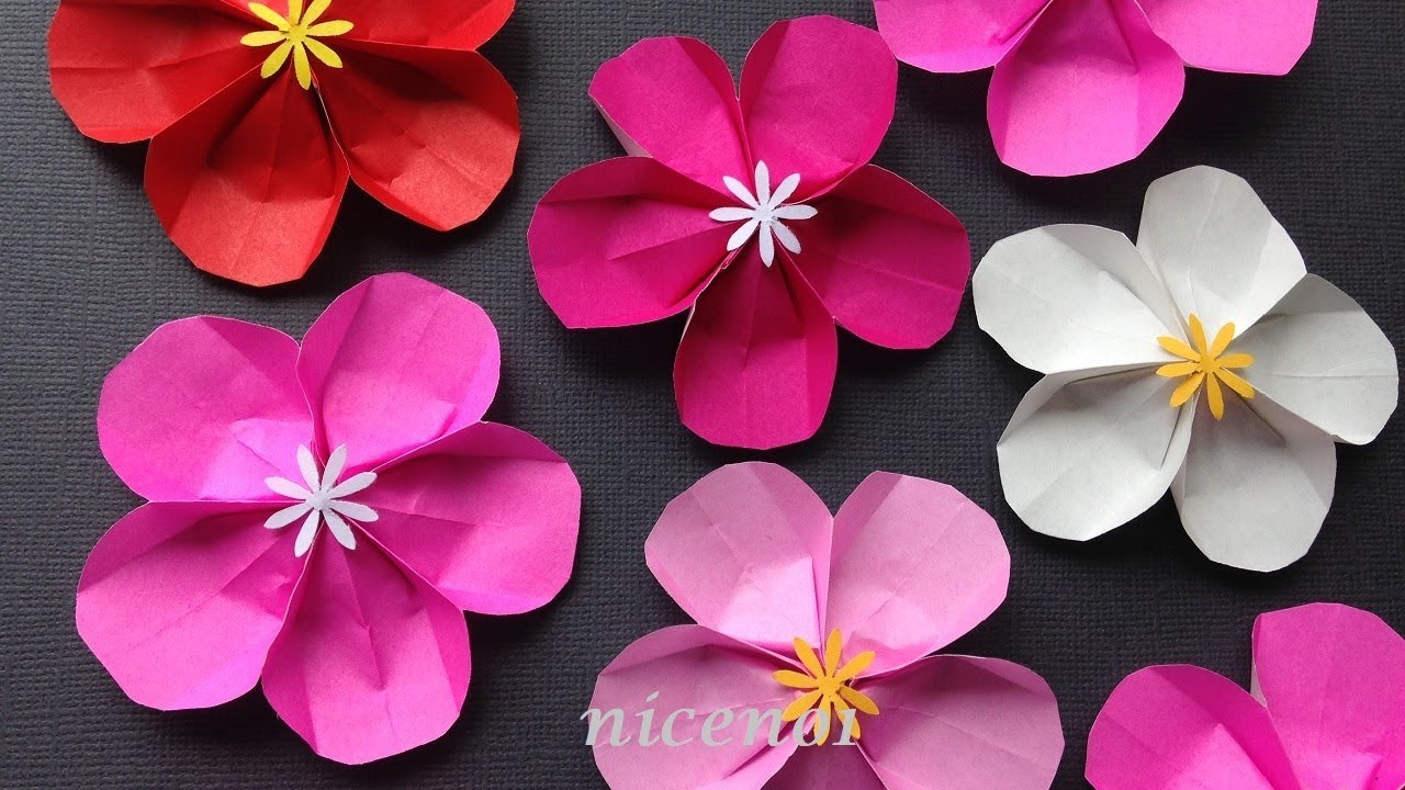 折り紙 梅の花 簡単な折り方 Origami Flower plum tutorial（niceno1）