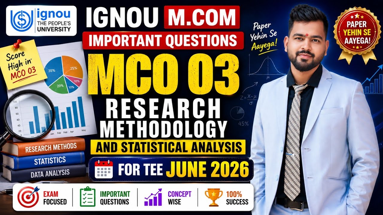 MCO-03 Important Questions 2026 | Research Methodology & Statistical Analysis 📊  For Tee June 2026