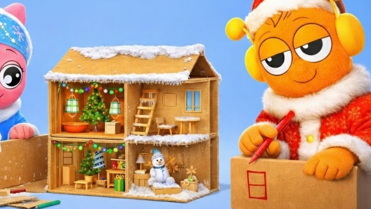 Мы построили для Спранки рождественский домик! 🎄✨ Магия DIY из картона