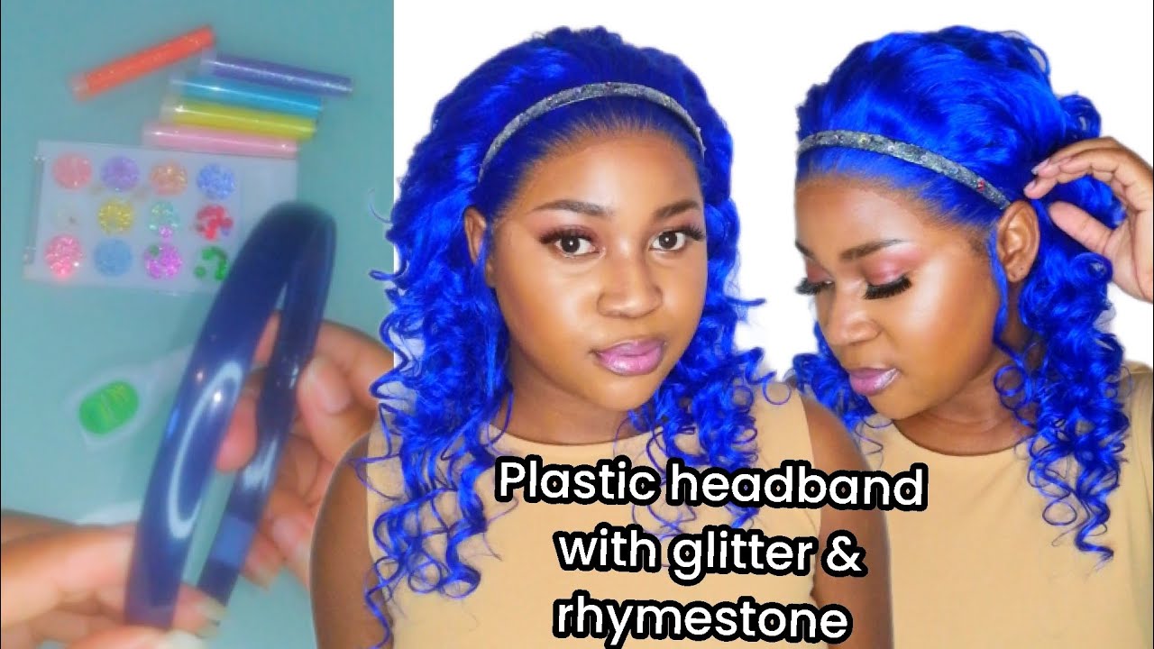 Diy Plastic Headband with Rhymestone and Glitters
