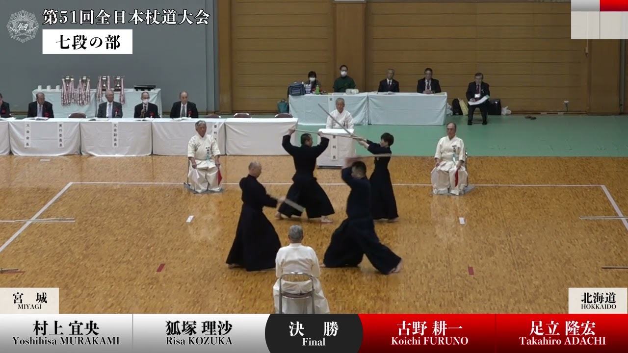 古野 耕一・足立 隆宏（北海道）2 - 1 村上 宜央・狐塚 理沙（宮城）_第51回全日本杖道大会 七段の部 決勝 32
