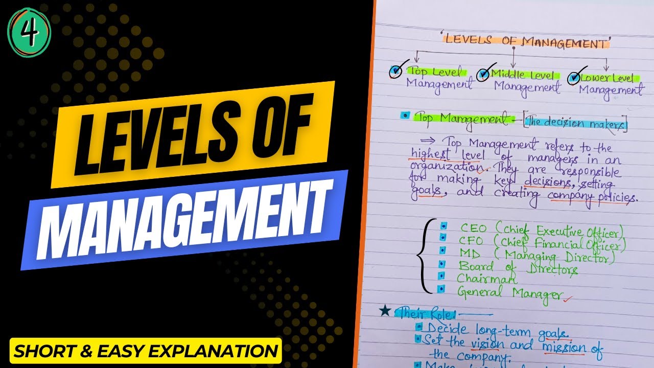 Levels of Management | Top Level, Middle level and Lower Level Management | In Hindi