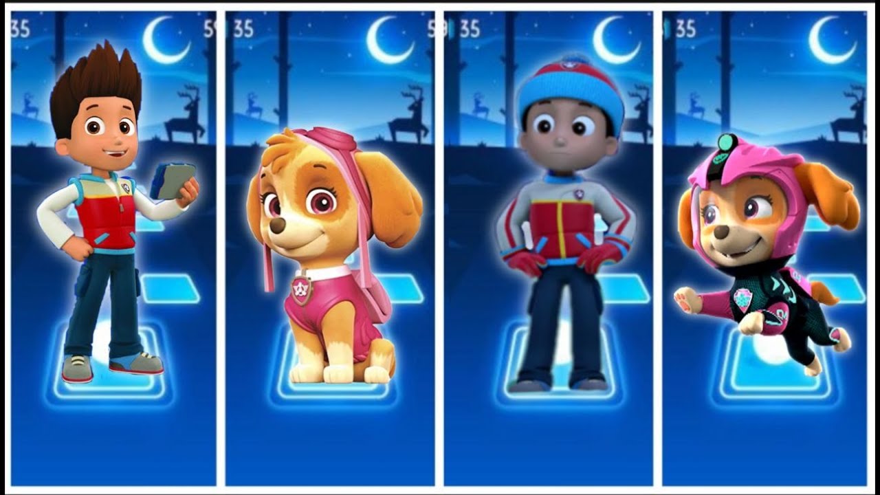PAW Patrol: Marshall - Chase - Skye Rubble Gameplay Tiles Hop EDM Rush New