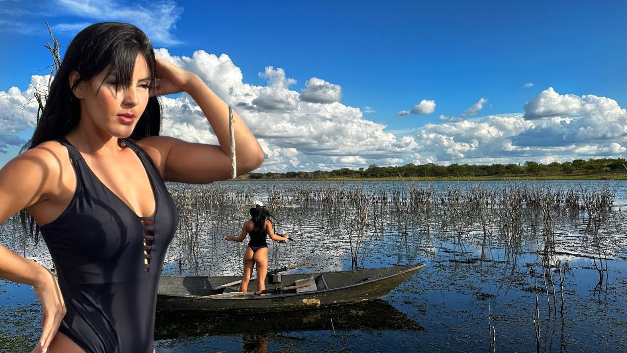 Pescaria RAIZ do jeito que a NATUREZA manda! No SERTÃO da BAHIA! CASAL VIAJANDO E PESCANDO pelo BR.
