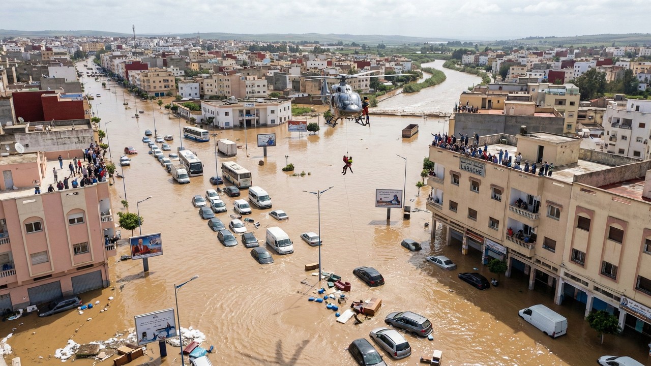 ⛈️ 140,000 Forced to Flee — Larache Floods Turn Morocco Region Into Inland Sea !