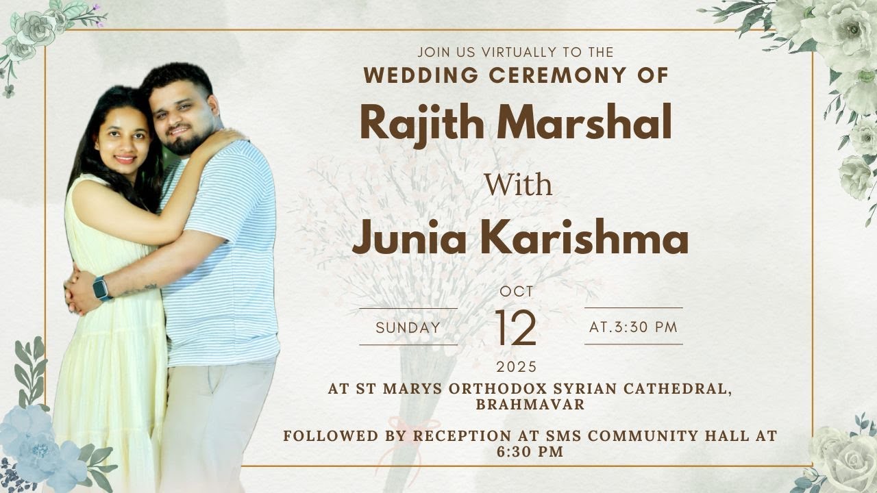 Wedding Ceremony of Rajith Marshal with Junia Karishma | 12.10.2025 | SMS Cathedral, Brahmavara