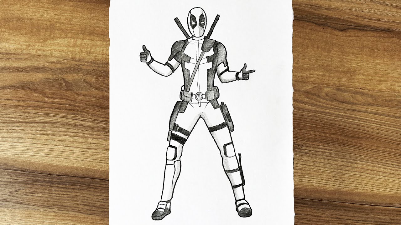 How to draw Deadpool full body || Deadpool drawing full body