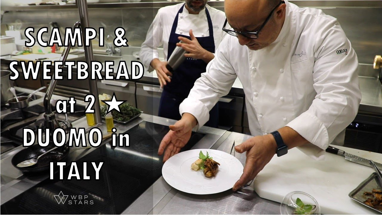 AMAZING Scampi and Sweetbread preparation by 2* chef Ciccio Sultano at restaurant Duomo (Italy)