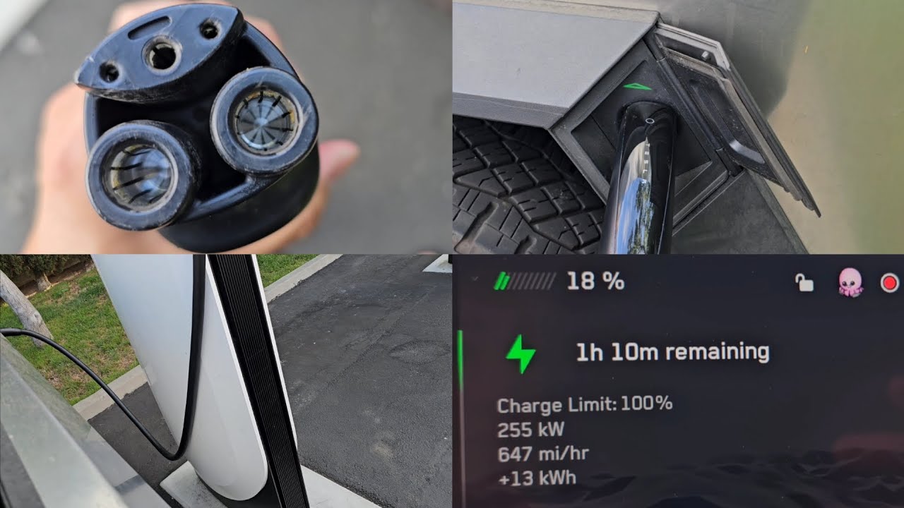 Charging the Tesla Cybertruck at a V4 Supercharger Supercharging Station 255kW Max Charge Rate