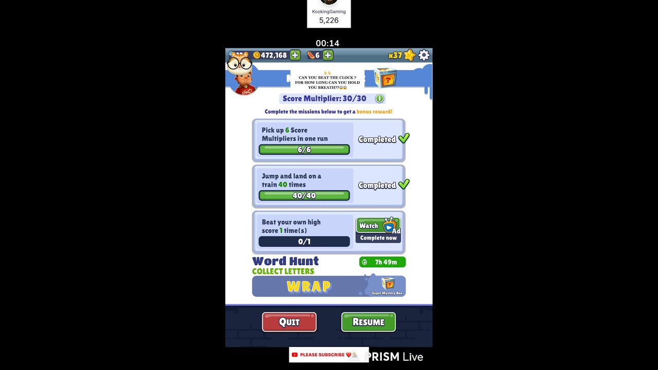 SUBWAY SURFER ENDING. LIVE RECORDING SUBWAY SURFER END...