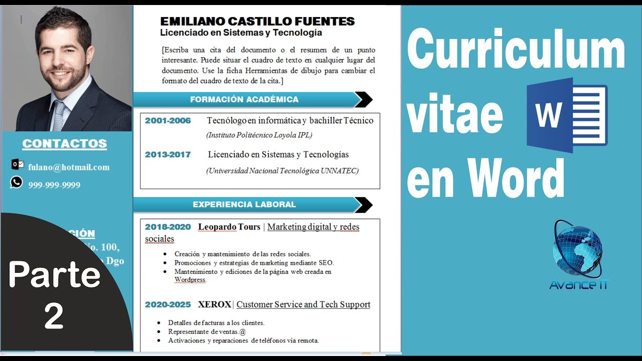Como hacer un curriculum vitae | parte 2