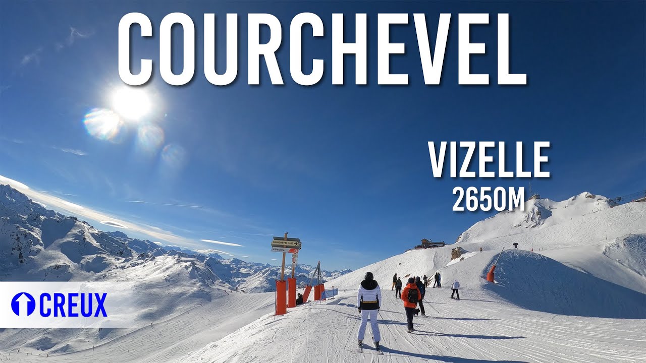 Skiing 2.8km blue piste 'Creux' in Courchevel, Les 3 Vall&eacute;es (4K UHD)