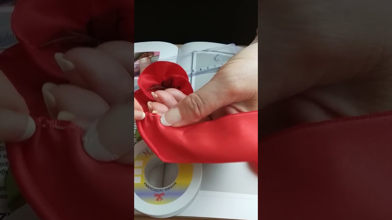 Majestik kurdele ile gelincik çiçeğinin  yapımı