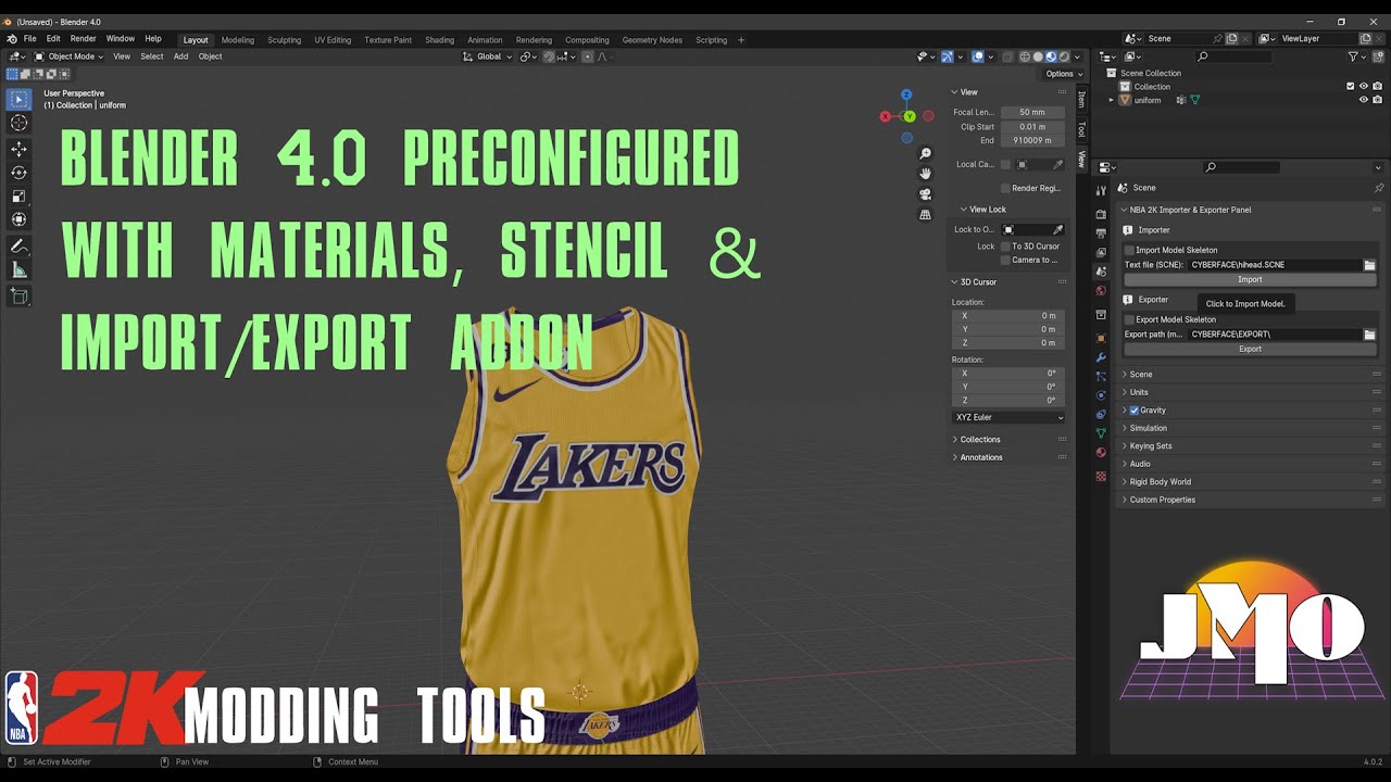 [NBA2K Modding Tools] Showcasing Blender 4.0.2 Pre-Configured with addons