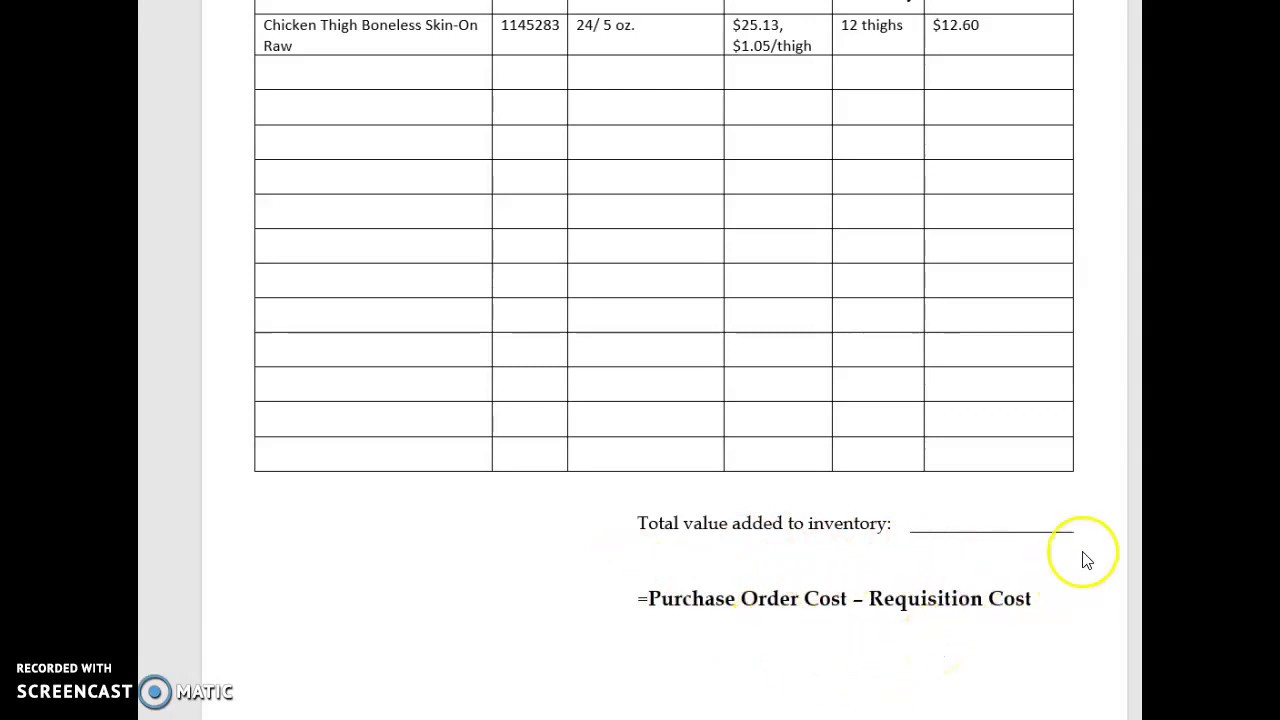 Last Steps to the Poultry Purchasing Assignment