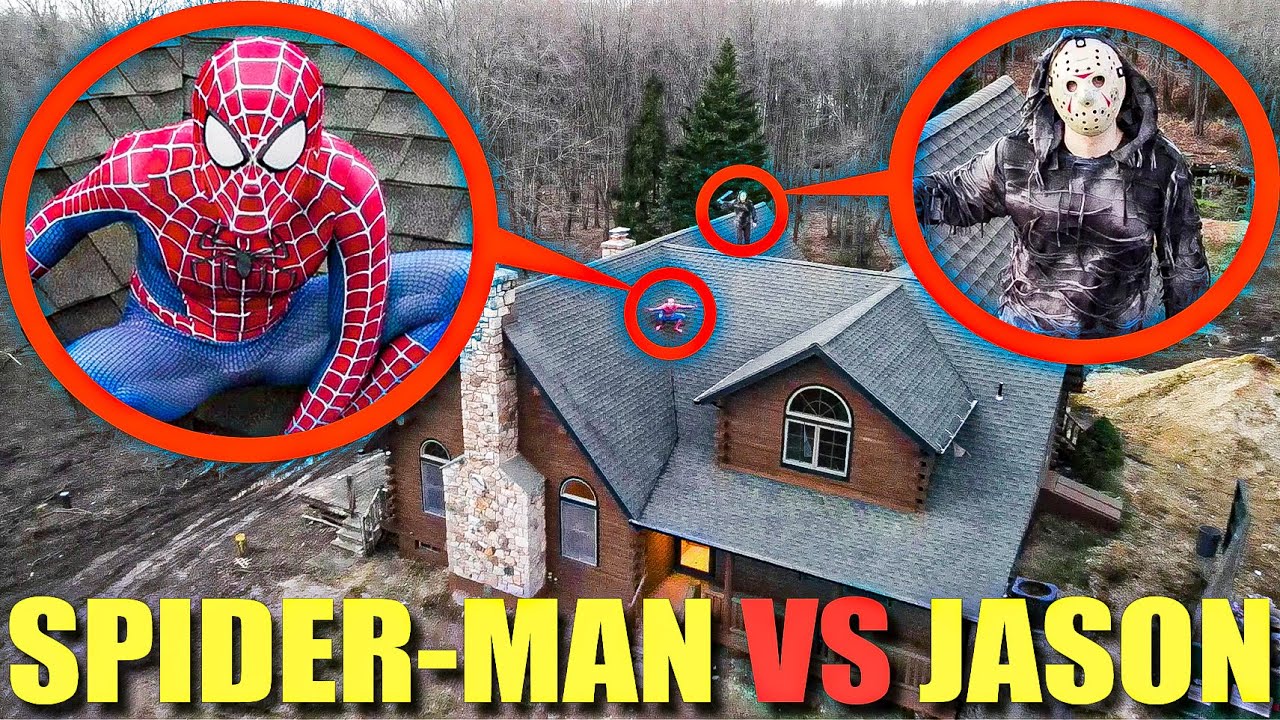 SPIDER-MAN VS JASON VOORHEES AT HAUNTED HOUSE! (THEY FOUGHT ON THE ROOF)