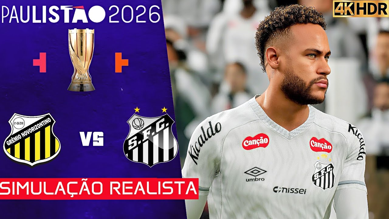 Novorizontino vs Santos | Paulistão 2026 | Simulação 4K Ultra HD (60FPS) Pes 2021 Gogosz Patch.