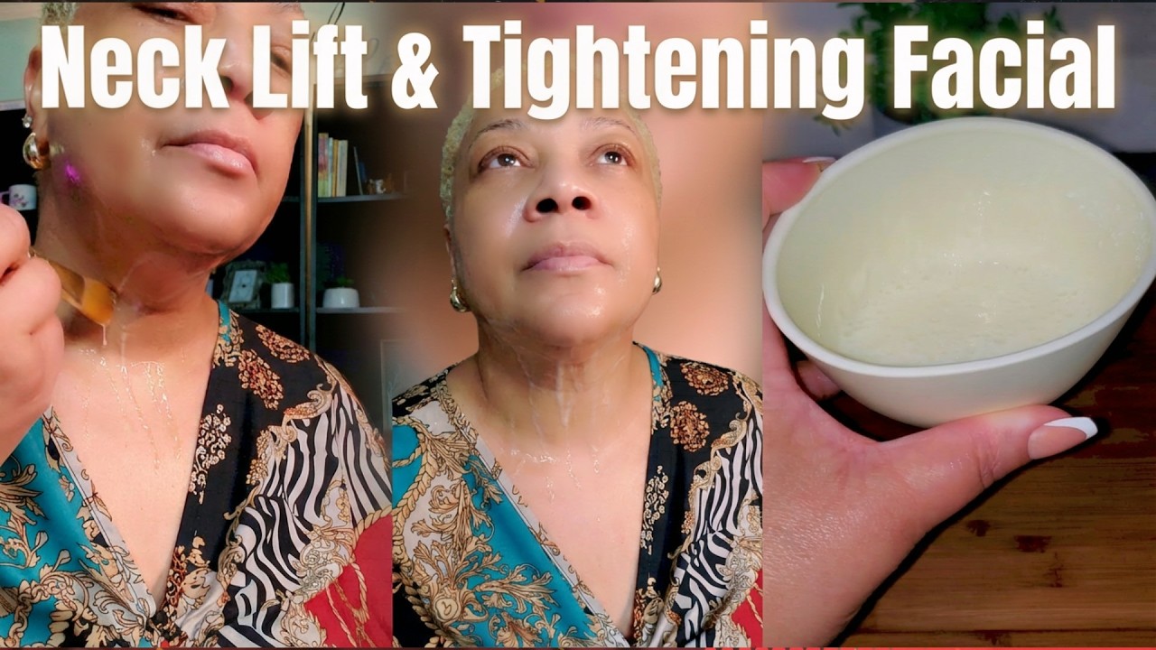 Day 16 Neck Lift | DIY Neck Tightening Mask for Sagging Skin Over 50 (Jawline Firming Facial)