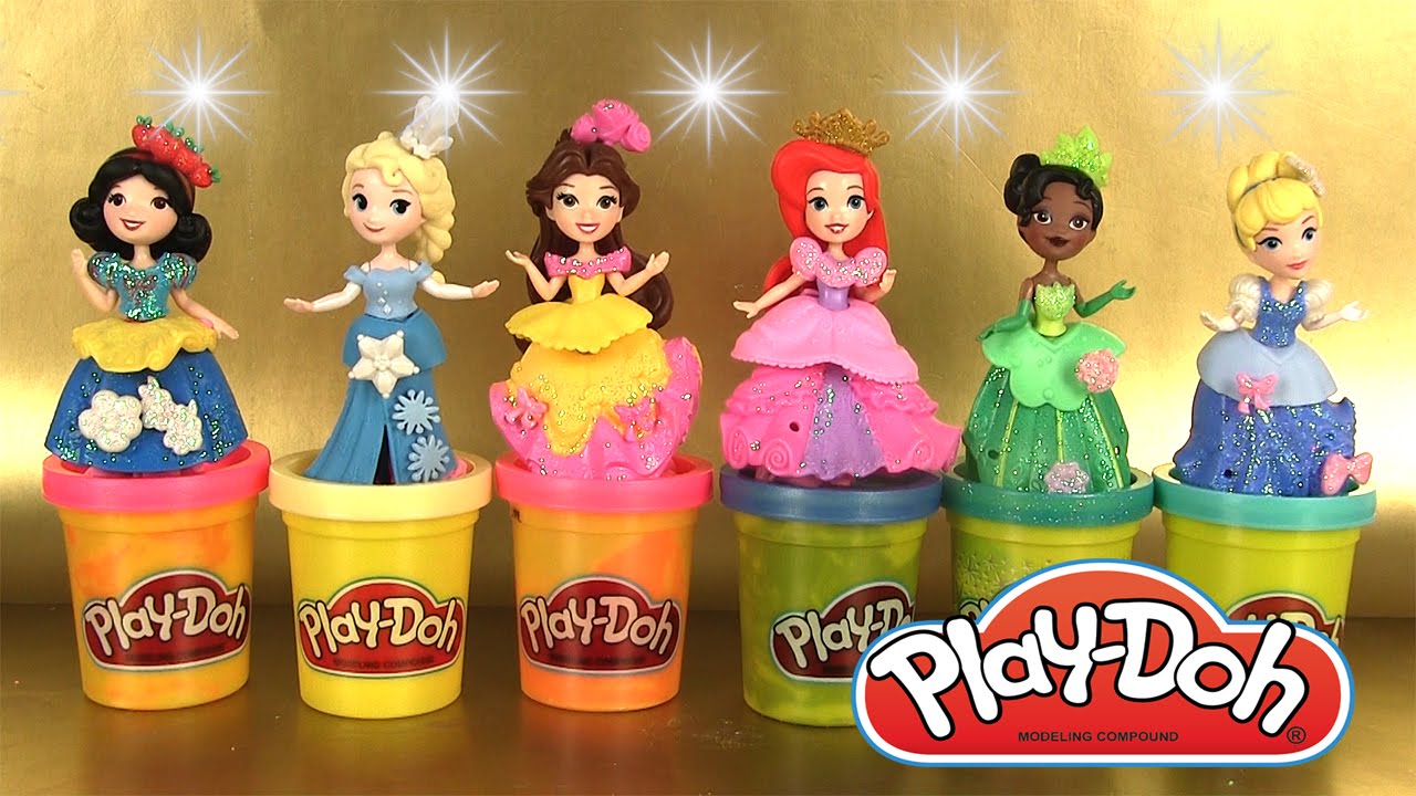 Disney Princesses Little Kingdom Robes en pâte à modeler Play Doh Sparkle Dresses