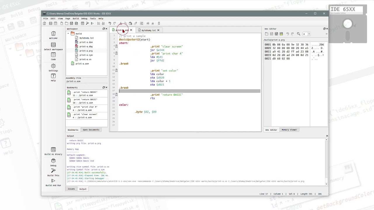 IDE 65XX Kick Assembler - Debug