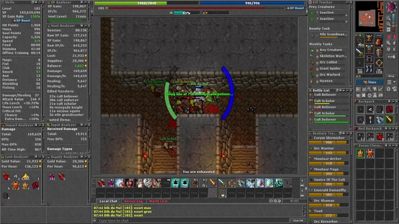 Tibia Knight do 1 ao 1000 - 19/02/26 - 185 até 186 em Cults of Tibia