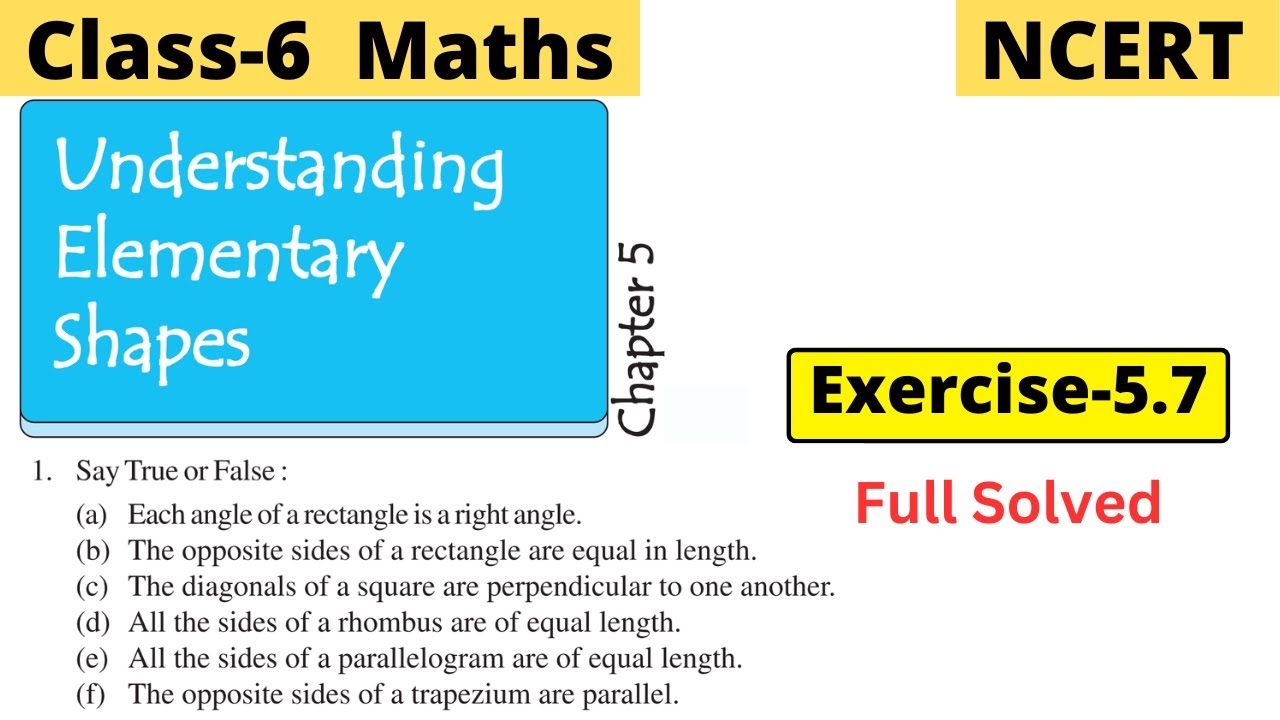 Class 6 Maths NCERT Chapter 5 Understanding Elementary Shapes Exercise 5.7 Full Solved | #class6