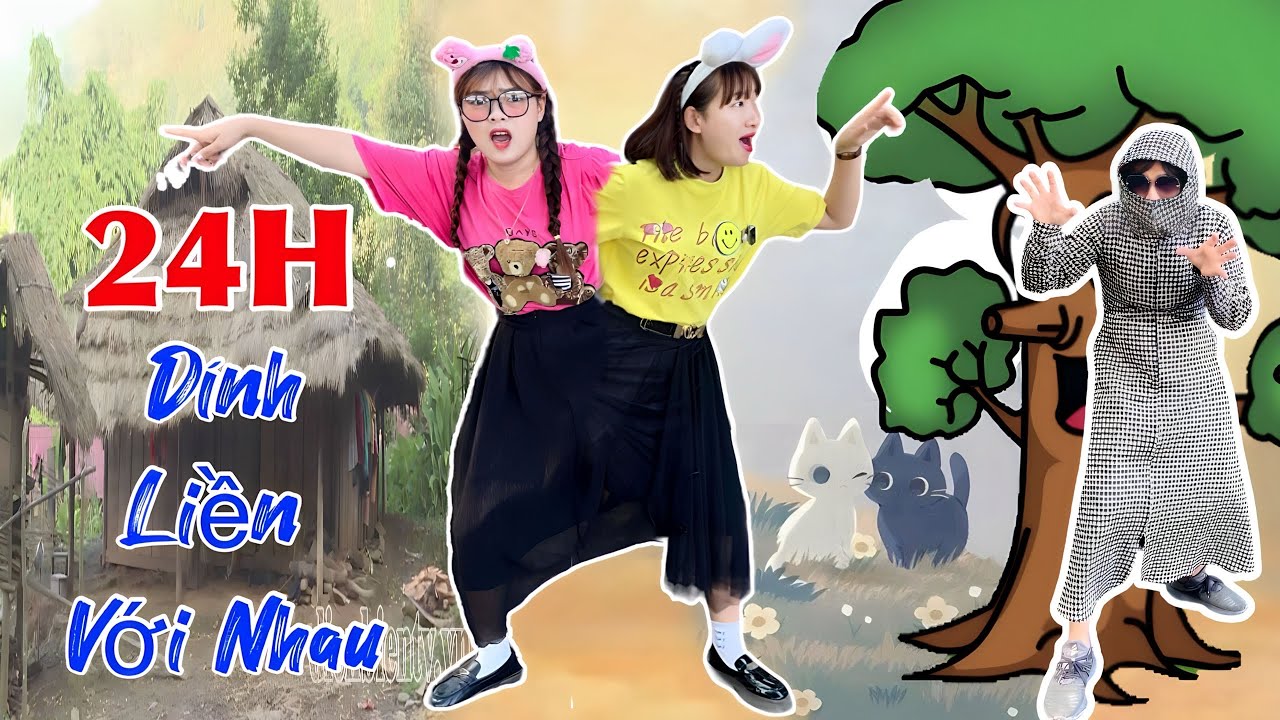 Thử Thách 24H Bị Dính Vào Nhau | Hằng Nheo Official