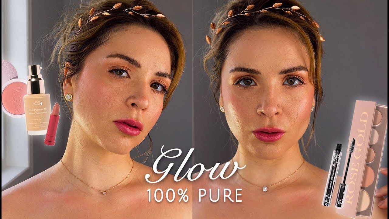 GREEN BEAUTY GLOW: 100% PURE WATER FOUNDATION + ROSE GOLD PALETTE + MIMOSA BLUSH * MARACUJA MASCARA