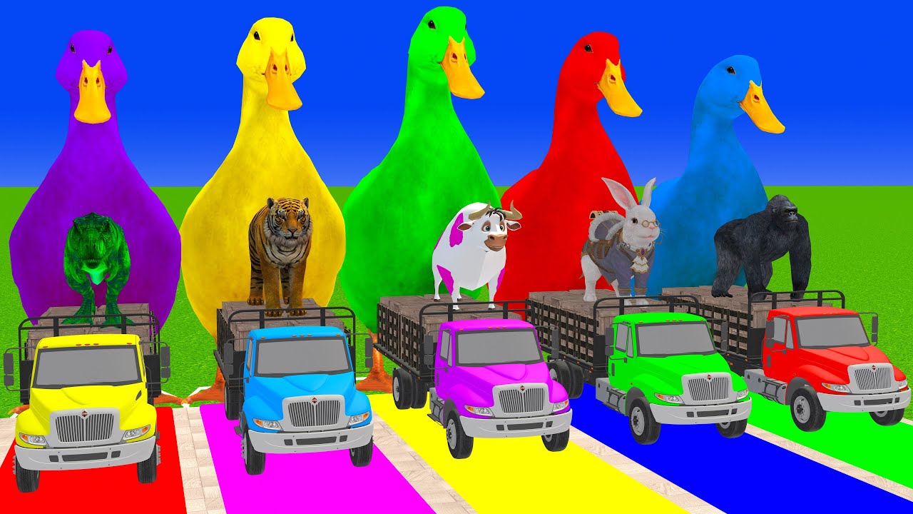 Long Slide Game With Cow Elephant Gorilla Hippopotamus Tiger 3d Animal Game Funny 3d Animals