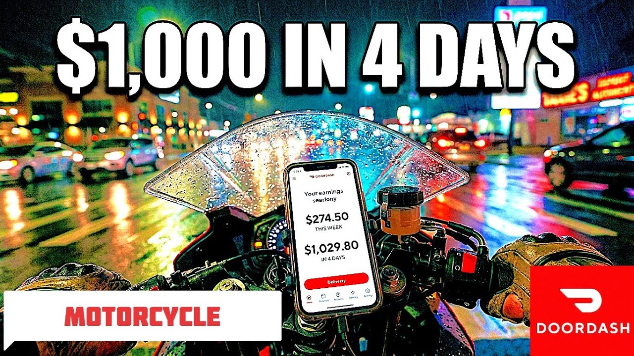 1000$ DoorDashing on a motorcycle 