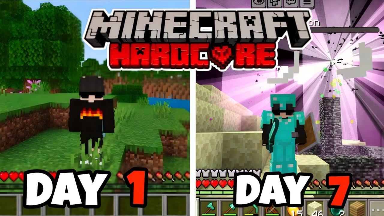 I survived 7 Days in Minecraft harcore world in mobile