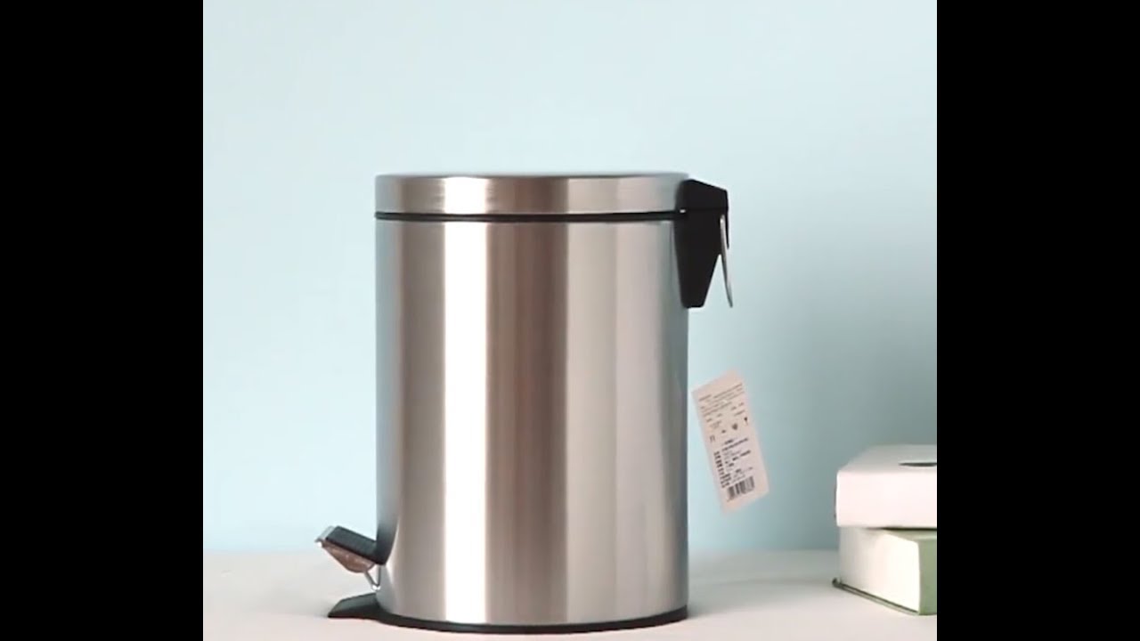 Stainless steel foot step pedal bin