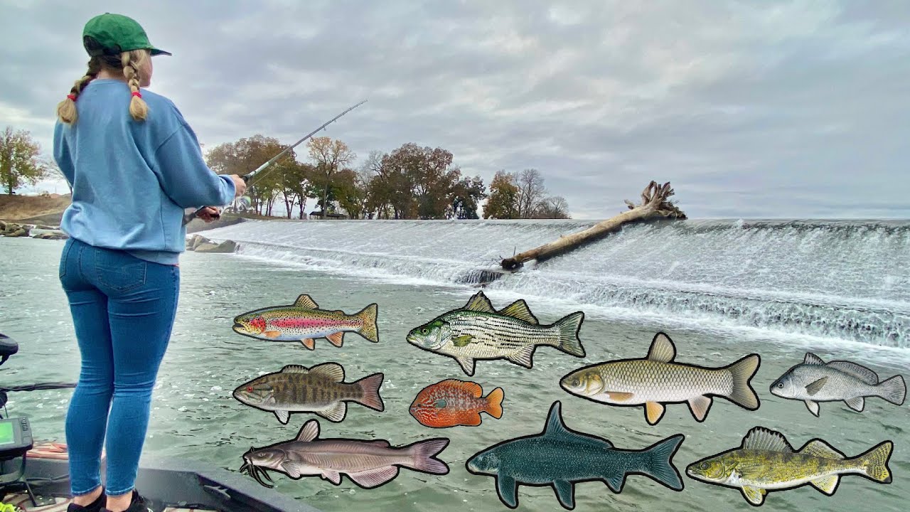 Can We Catch EVERY SPECIES in this SPILLWAY?!?! -- The SLAB QUEEN is BACK w/ a Crazy NEW PB!!!
