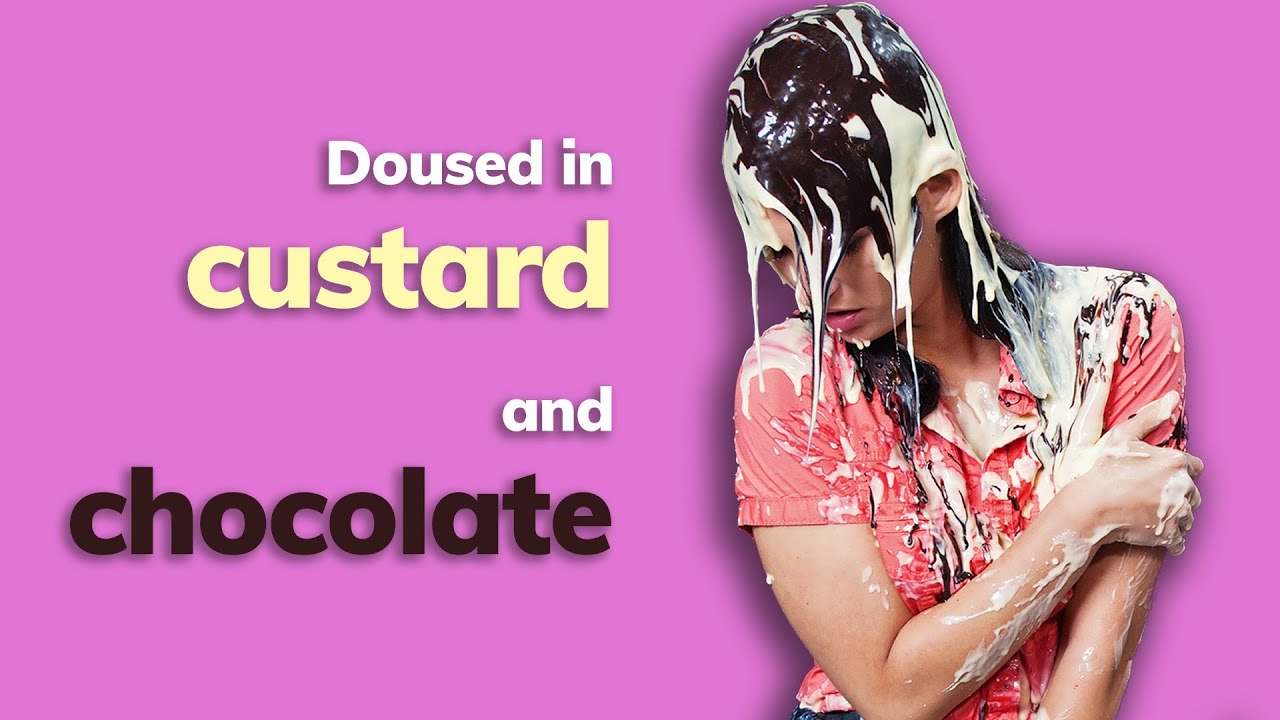 Doused in custard an chocolate