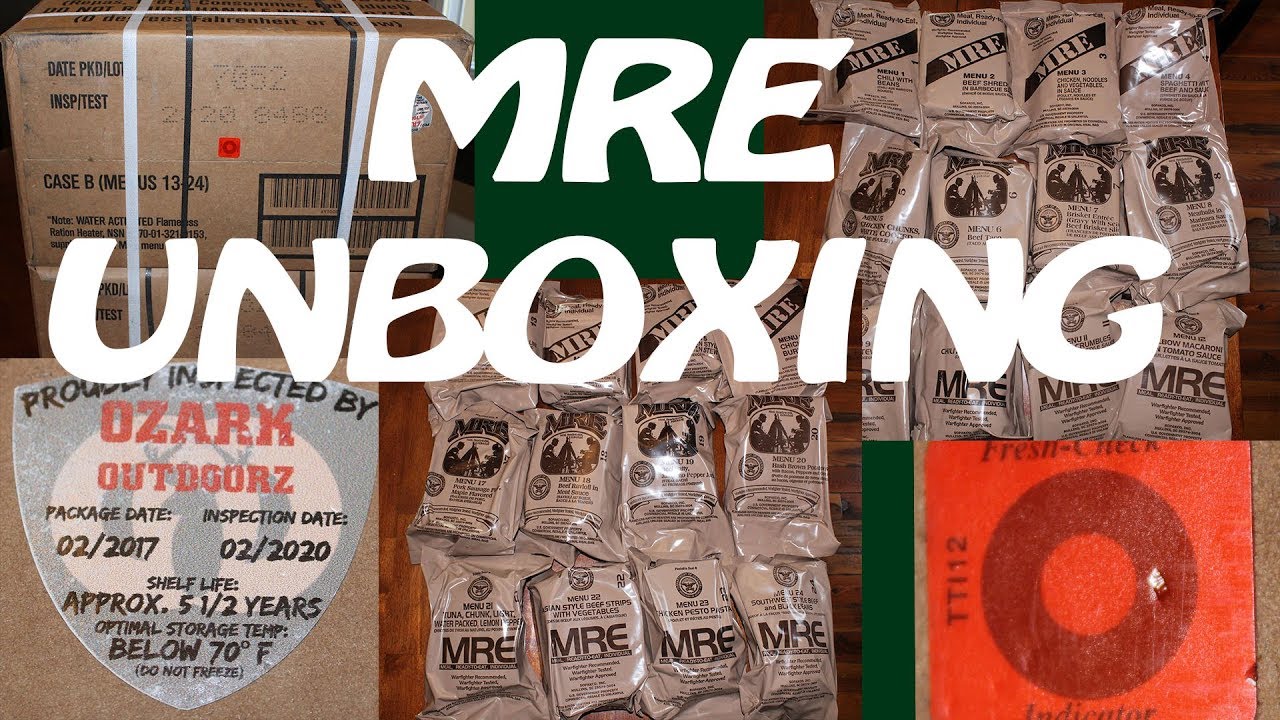 US Military MRE Box Opening Menu A & Menu B - 24 Military Surplus Meals from Amazon