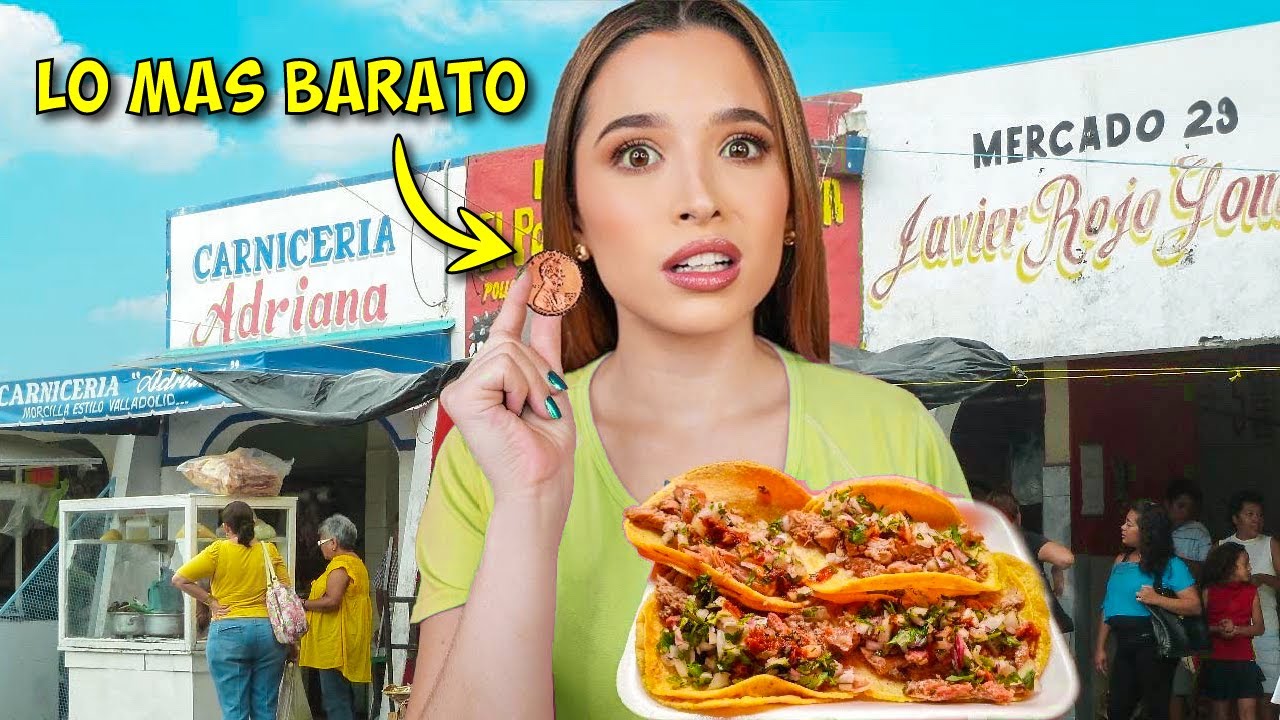 24 horas comiendo LO MAS BARATO en MEXICO! | Laura Mejia