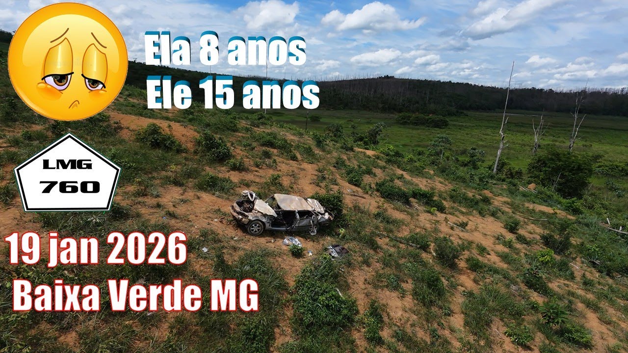 Condutora perde o controle de carro na LMG-760, cai em ribanceira e duas pessoas não aguentam.