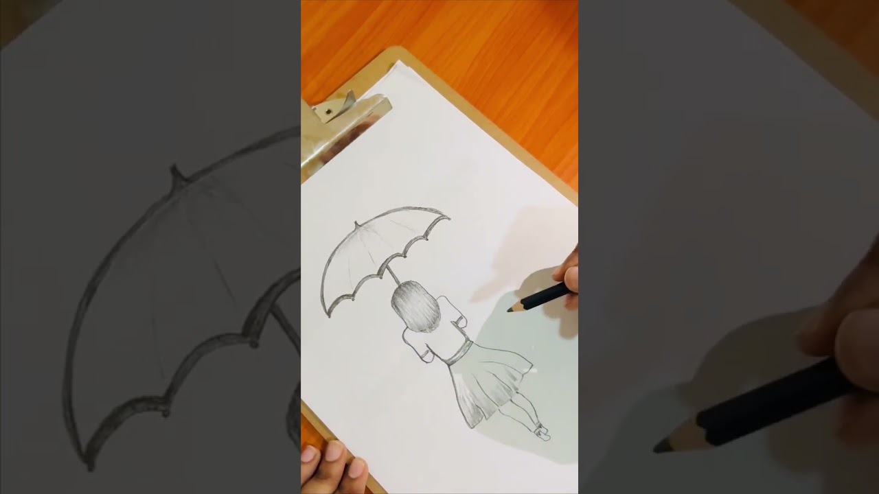Pencil Drawing/A girl with umbrella/Easy drawing #easydrawing #pencildrawing 
