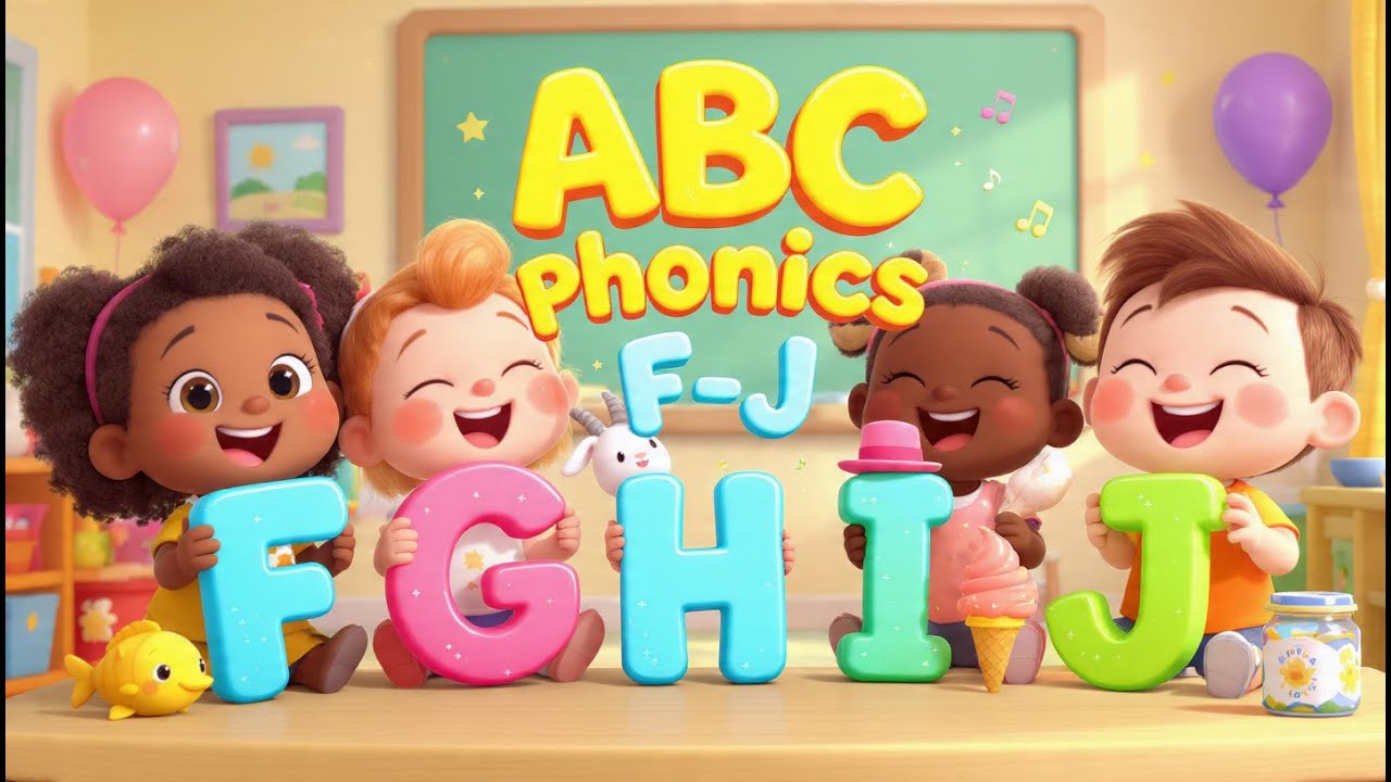 «ABC Phonics F–J | Веселая детская песенка для детей | Изучаем звуки букв с помощью песни»