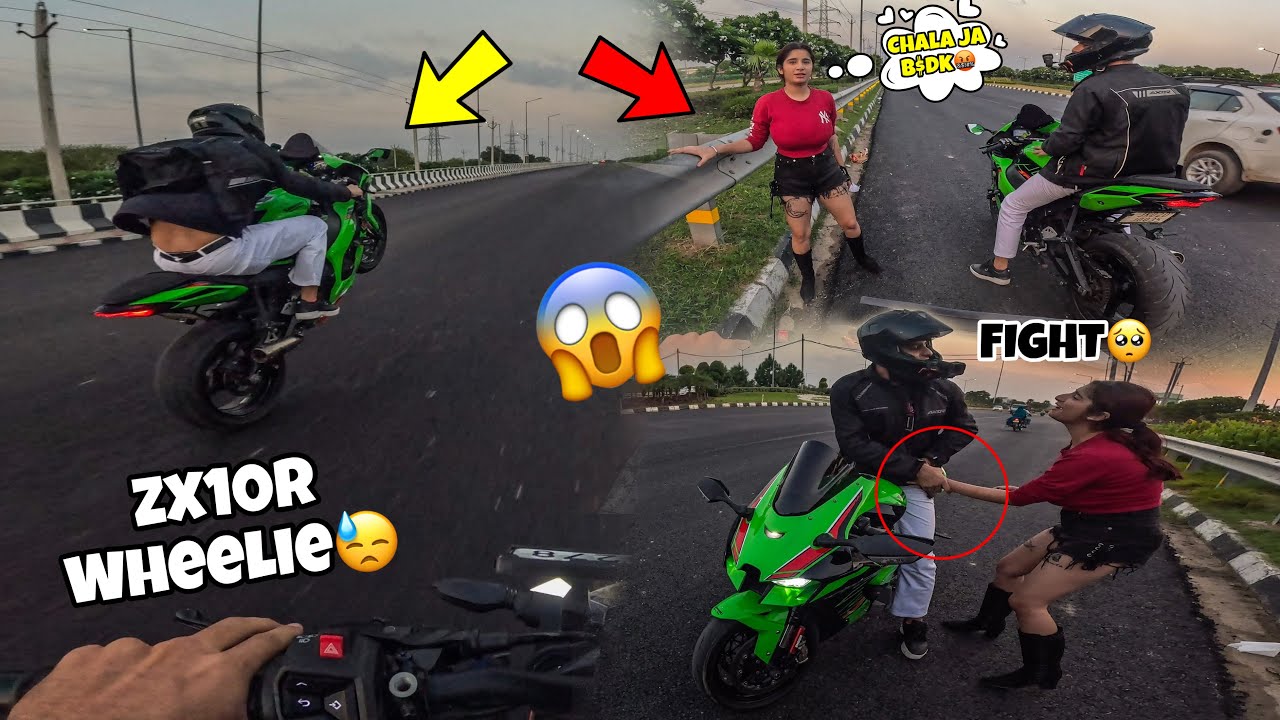 Я подрался с этой девчонкой 😓|| Сумасшедшая девчонка 😤|| Безумная езда на заднем колесе zx10r 😍