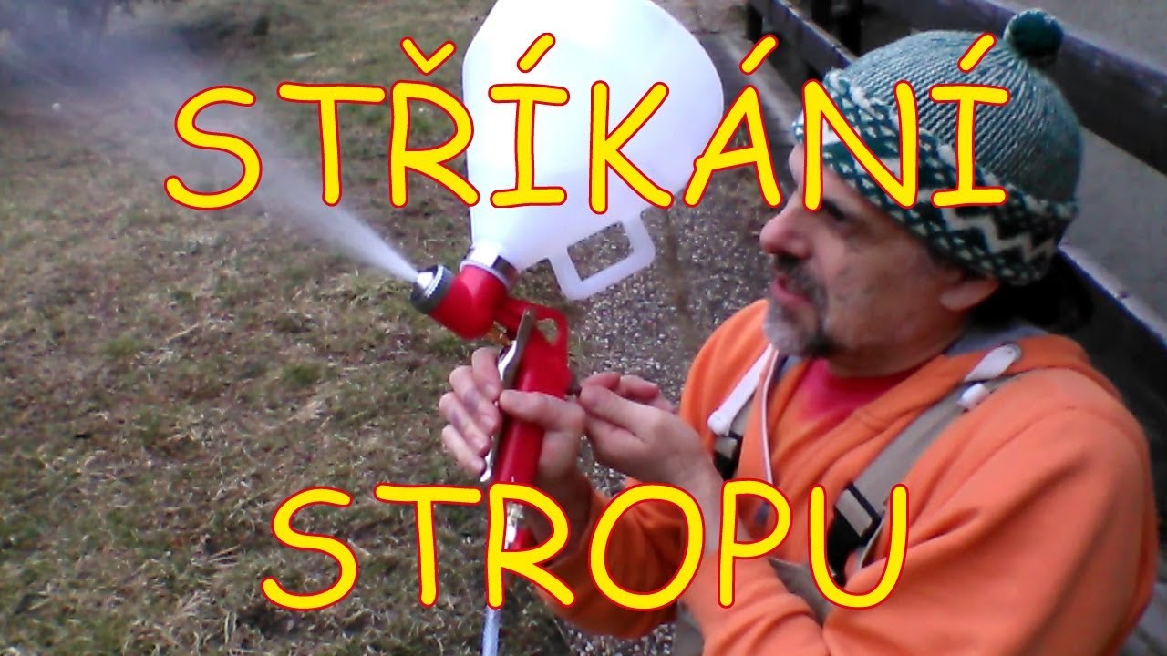 Stříkání barvy na strop - levná stříkací pistole na omítku
